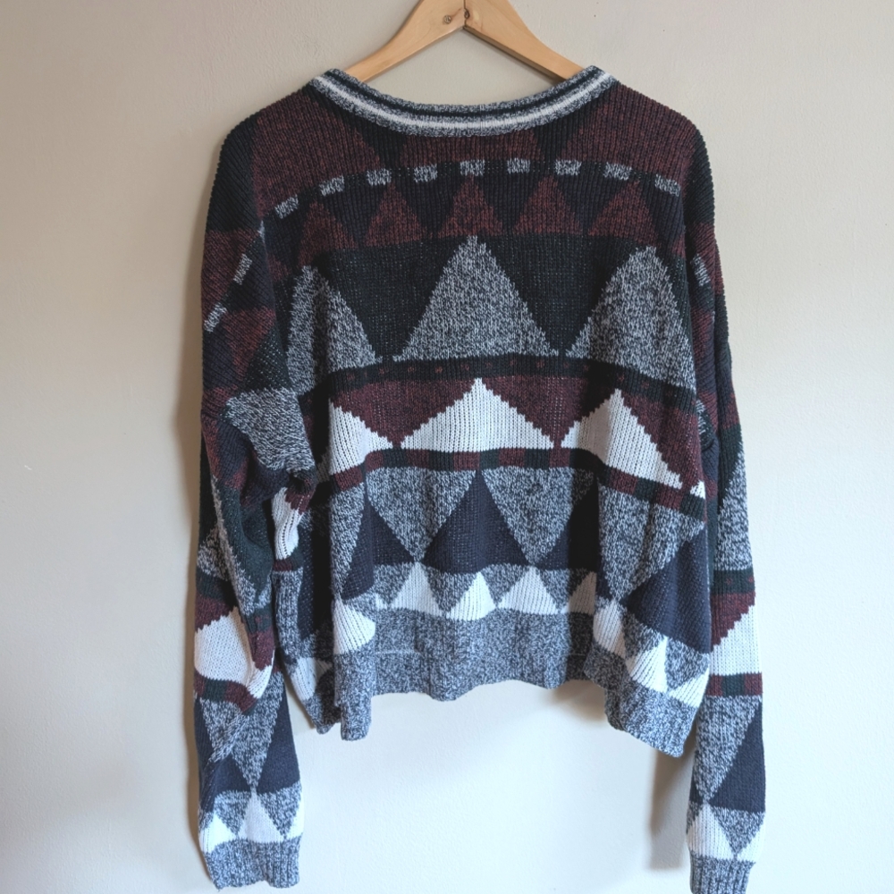 Vintage Graphix red/green/gray grandpa sweater size XL